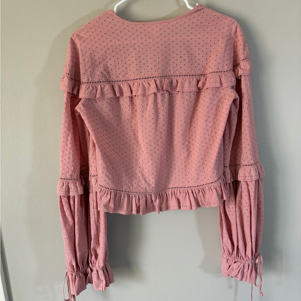 Jonathan Simkhai Embroidered Ruffle Top Pink Small - Picture 7 of 7